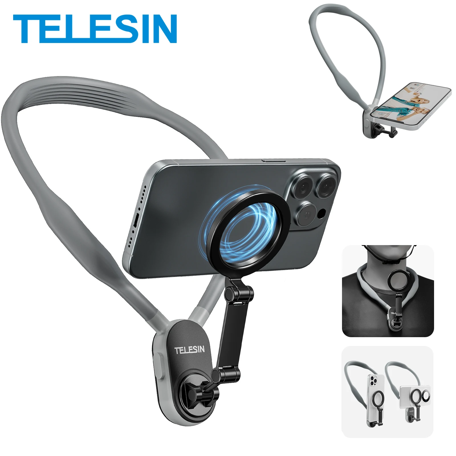 TELESIN Silicone Magnetic Quick Release Neck Mount Hold for Iphone 15 14 13 12 11 SAMSUNG HUAWEI XIAOMI Smart Phone Accessories TELESIN Silicone Magnetic Quick Release Neck Mount Hold for Iphone 15 14 13 12 11 SAMSUNG HUAWEI XIAOMI Smart Phone Accessories