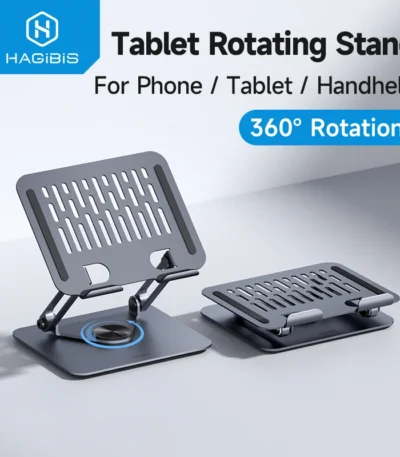 Hagibis 360° Rotating Tablet Stand Adjustable Tablet Holder Dual Rod Support Aluminum Foldable Cradle for iPad Pro Switch ROG 1