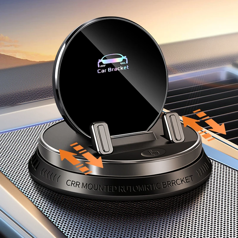 Auto Scaling Car Mobile Phone Holder Mobile Phone Support For Car, 360° Rotatable Dashboard Cell Phone Mount With Touch Button 1