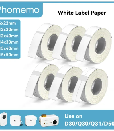 Phomemo 3 Rolls Q30 White Sticker Waterproof Paper Adhesive Label White Anti-Oil For Q30 D30 Mini Portable Thermal Printer Tape 1