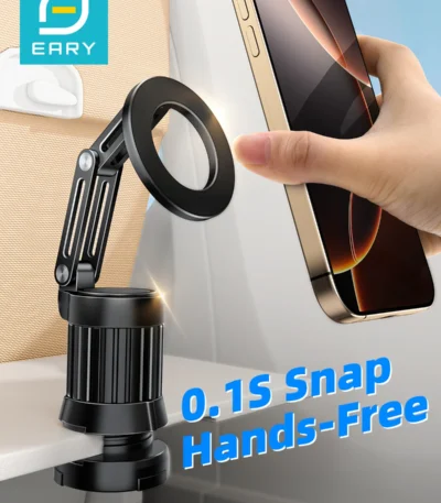 Eary Portable Travel Magnetic Phone Holder Stand With 360° Rotatable Adjustable Mount For Airplane Desk Train Seat iPhone 16 15 1