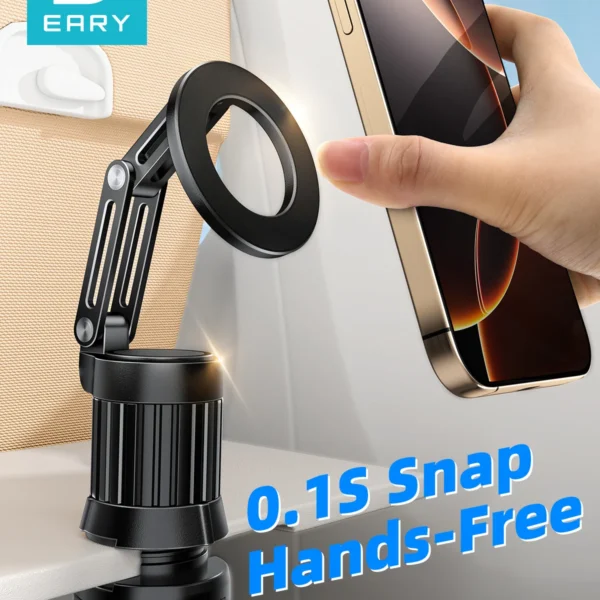 Eary Portable Travel Magnetic Phone Holder Stand With 360° Rotatable Adjustable Mount For Airplane Desk Train Seat iPhone 16 15