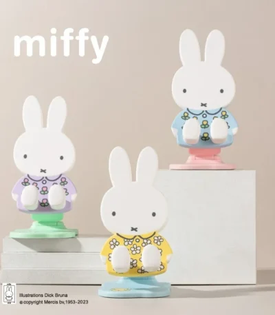 Kawaii Miffys Anime Figure Phone Holder Desktop Ornaments Decoration Adjustable Flexible Folding Lazy Desktop Mobile Phone Stand 1