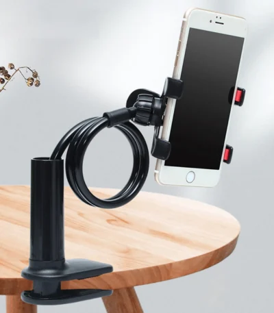Universal 360° Flexible Cell Phone Holder Arbitrarily Curved Clamp on Desk Mobile Phone Stand for Desk Clip Bracket Clamp Stand 1