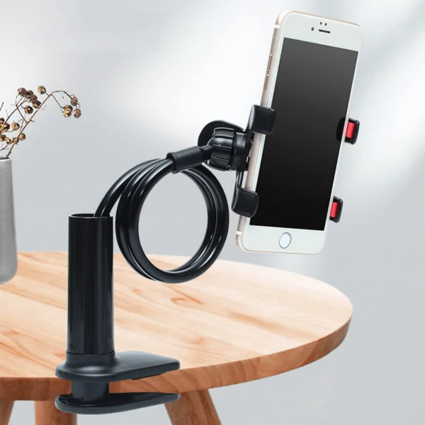 Universal 360° Flexible Cell Phone Holder Arbitrarily Curved Clamp on Desk Mobile Phone Stand for Desk Clip Bracket Clamp Stand