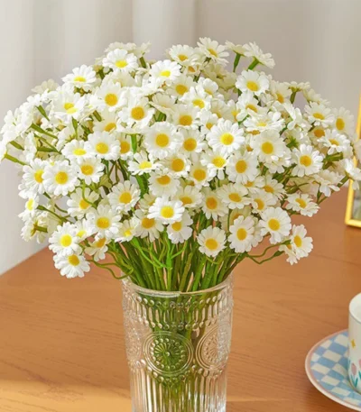 60heads Artificial Daisy Flowers Small Daisy Fake Flower Bouquet for Valentines Wedding Party Table Decoration DIY Home Decor 1