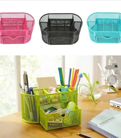Multifuction Stationery Desk Pen Holder Metal Mesh Desktop Office  cil  Study Storage 1