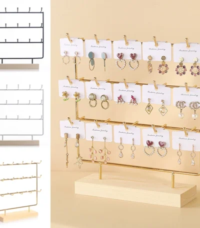 1pc Fashion 3 Tier 15 Hooks Earrings Display Stand Necklace Bracelet Pendant Earring Jewelry Storage Rack Counter Showcase Props 1