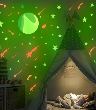 Colorful Luminous Stars Moon Wall Stickers For Kids Room Bedroom Decoration Home Decals Glow In The Dark Background Decor Mural 1