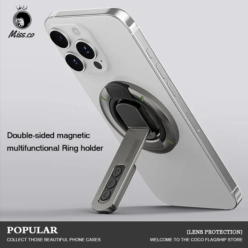 Double-sided Magnetic Luminous Mobile Phone Holder 360° Rotation Decompression Design Zinc Alloy Ultra-thin Portable Double-sided Magnetic Luminous Mobile Phone Holder 360° Rotation Decompression Design Zinc Alloy Ultra-thin Portable