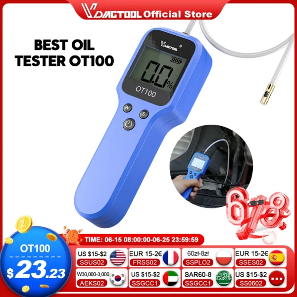 2025 VDIAGTOOL OT100 Engine Oil Tester Car Oil Quality Diagnostic Tools Water Content Indicator For Check Oil Quality Detector