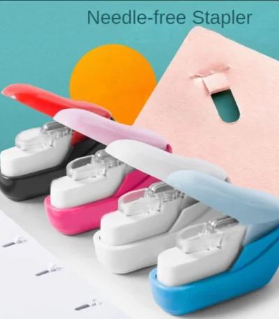 1PC mini cute book staple-free stapler paper binder four colors optional 1