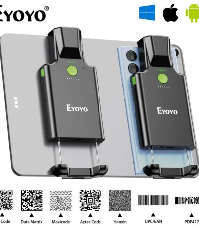 Eyoyo EY-036Plus Wireless Bluetooth 1D&2D Back-clip QR Barcode Scanner, With Power Level Indicator, 3000mAh Rechargeable Battery 1