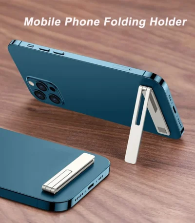 Ultra Thin Mini Metal Folding Mobile Phone Holder Invisible Back Stick Phone Desktop Bracket Alloy Portable Phone KickstandStand 1