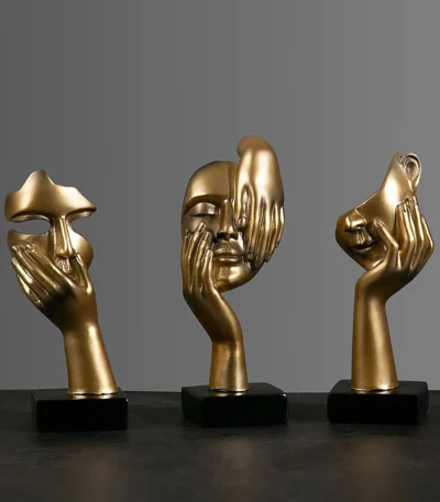 Resin Abstract Mask Statues European Miniature Figurines for Interior Home Office Study Desktop Figure Ornament Decor Gift 1