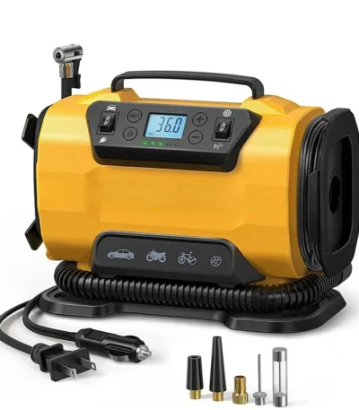 Air Compressor Portable Dual Power 110V-230V AC/DC Air Car Compressor Inflator Pump Tire Inflator for Car Boat Bicycle Mattress 1