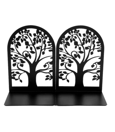 Black Tree of Life Bookends Metal Heavy Duty Bookends Desk Top Home Bookends Gifts for Book Lovers Office Supplies Storage Books 1