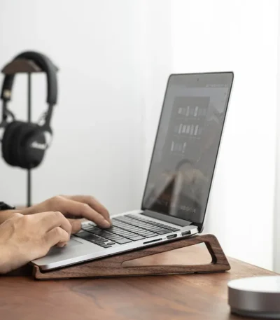 HeMu Laptop stand, wooden vertical folding desktop height increasing bracket, portable tablet mini dedicated heat sink 1