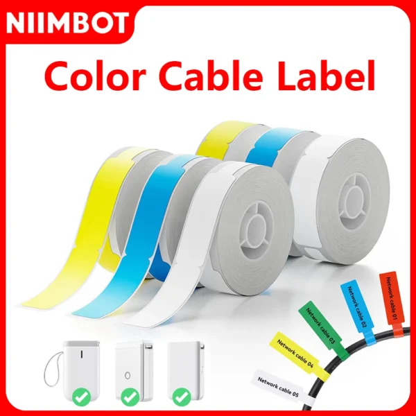 Niimbot Color Cable Label Waterproof Thermal Stickers Roll Tag Printing Adhesive Paper For D110/D11/D101 Mini Portable Printer