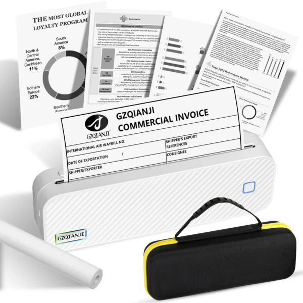 Inkless Portable A4 Thermal Printer Bluetooth PDF Excel Word Document Printing Machine Paper Roll For Office Work Home School