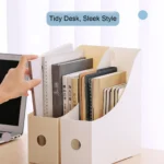 Plastic Desktop File Organizer, Student Office Document Bookends Shelf Adjustable Bookshelf Storage Box for Home School Supplies