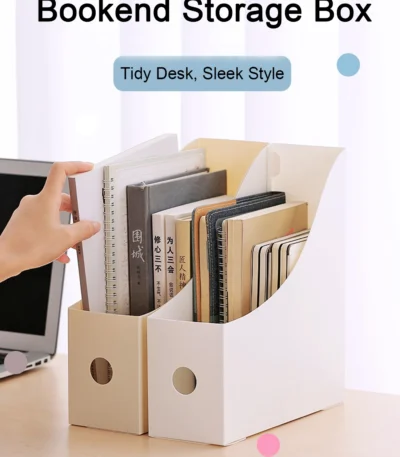 Plastic Desktop File Organizer, Student Office Document Bookends Shelf Adjustable Bookshelf Storage Box for Home School Supplies 1