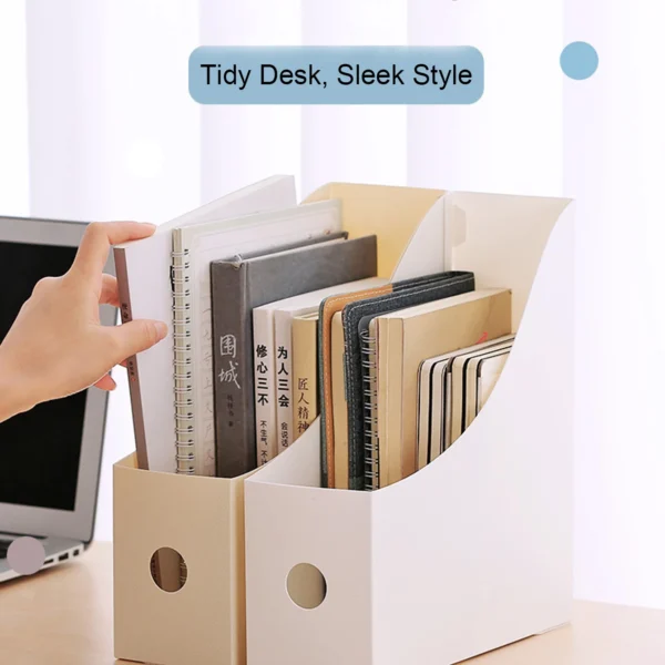Plastic Desktop File Organizer, Student Office Document Bookends Shelf Adjustable Bookshelf Storage Box for Home School Supplies