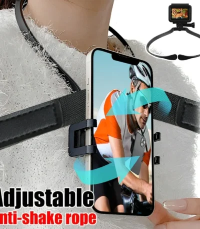 Mobile Phone Halter Neck Holder Hand Free Wearable with Anti Shake Rope 360° Rotatable Tripod Universal for Samsung IPhone GoPro 1