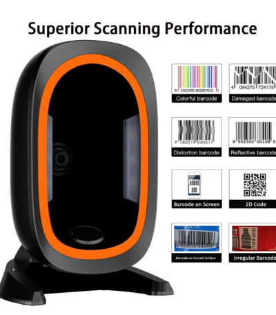 Desktop Barcode Scanner 1D 2D QR Code Omnidirectional High-performance Auto Sense Data Matrix Bar code Reader for Store Payment 1