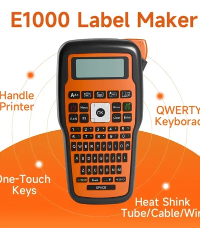 Phomemo E1000 PRO Label Printer Portable Label Maker Tape Keyboard Symbols Industrial TZe231 Printer Work with Heat Shrink Tube 1