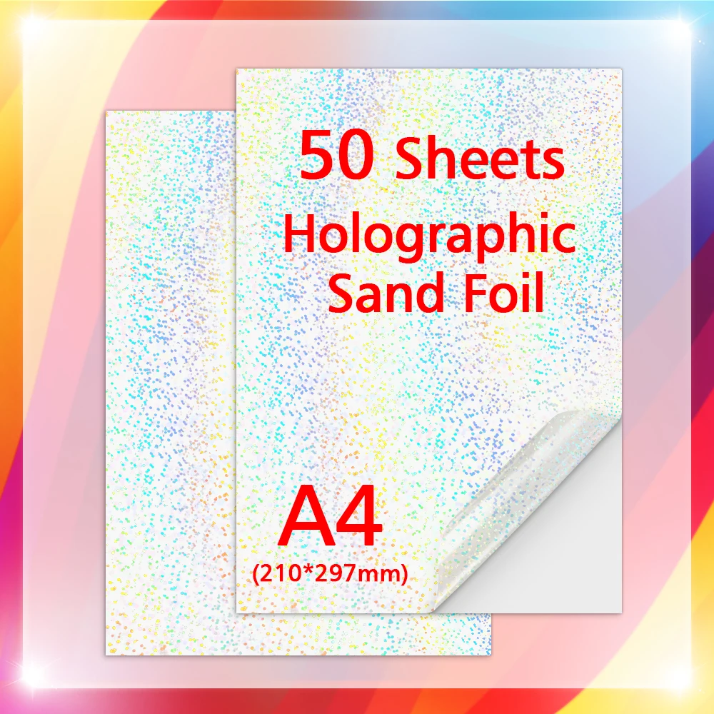 50Sheets A4 Paper Cold Laminated Film Holographic Sand Foil Glitter Glass Hot Stamping On Photo Laminating Film to Protect Photo 50Sheets A4 Paper Cold Laminated Film Holographic Sand Foil Glitter Glass Hot Stamping On Photo Laminating Film to Protect Photo