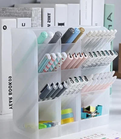 Creative Transparent Oblique Insert Pen Holder Student Desktop Pen Bucket Storage Box Stationery Organizer Office Pen Holder 1