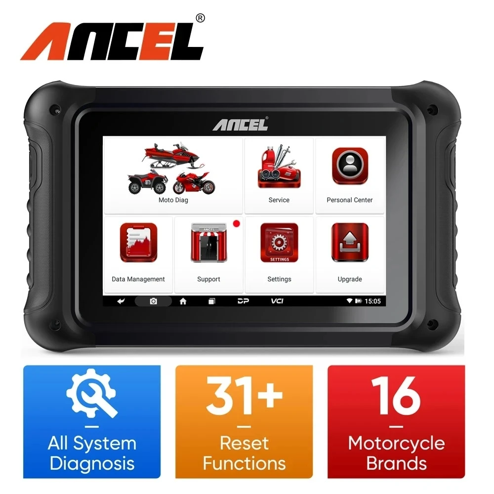 ANCEL MT700 OBD2 Motorcycle Scanner Full System Diagnostic Tool Oil Reset ABS Bleeding ECU Coding Active Test for Motorcycle ANCEL MT700 OBD2 Motorcycle Scanner Full System Diagnostic Tool Oil Reset ABS Bleeding ECU Coding Active Test for Motorcycle