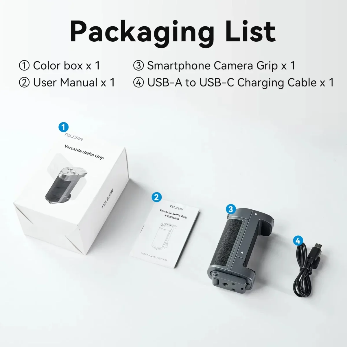 Phone Camera Grip with Bluetooth, Hidden Selfie Stick Stand Multi-Mode Control Universal Fit for IPhone/Android - Vlog Essential 6