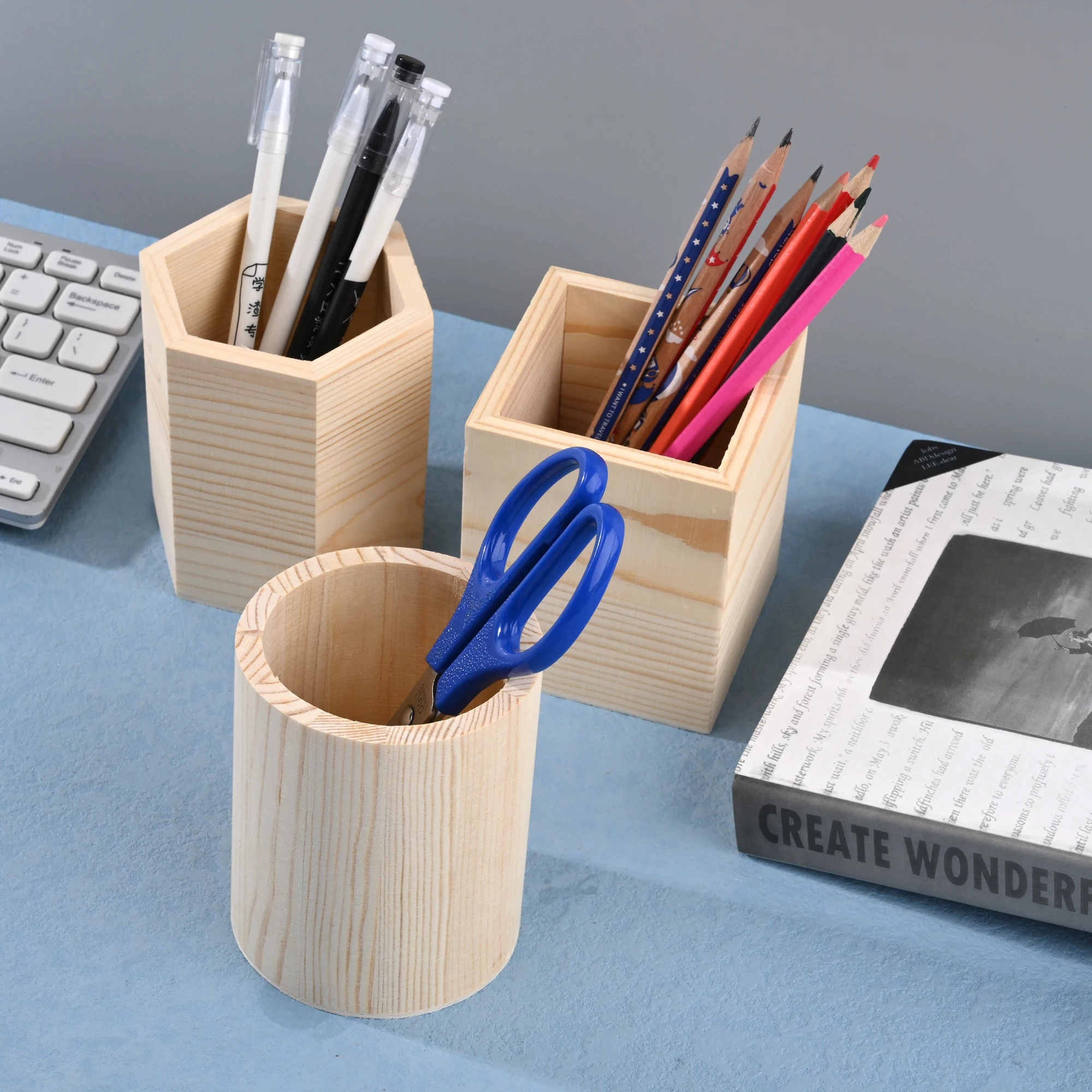 Pencil Holder Office Desk Wood Square/Round/Hexagon Pen Holder Pen Pot Cup Case Container Stationery Storage Organiser Supplies Pencil Holder Office Desk Wood Square/Round/Hexagon Pen Holder Pen Pot Cup Case Container Stationery Storage Organiser Supplies