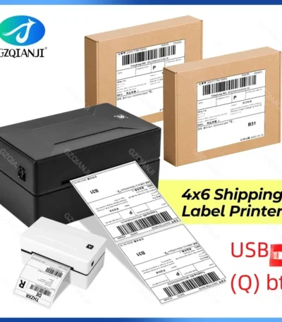 4inch Thermal Barcode Label Printer Support Ebay Shipping Label Printing Use in Express Logistic USB Waybill 110mm Label Paper 1