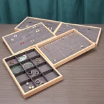 1pc Fashion Grey Series Wood Jewelry Storage Trays Earrings Ring Necklace Bracelet Display Tray Drawer Organizer Showcase Props