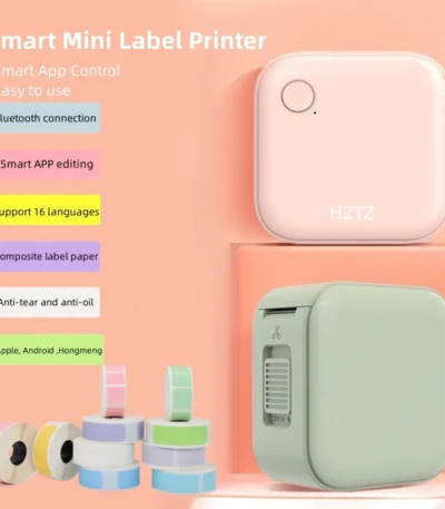 HZTZ Mini Label Printer Smart Pocket Self-adhesive Label Printer Bluetooth Price Label Sticker Maker For Home 1