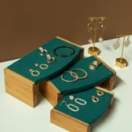 3Pc/Set Solid Wood Pendant Necklace Display Stand Velvet/PU Leather Bracelet Rings Earings Jewelry Display Organizer Rack