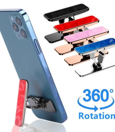Luxury Mini Phone Holder Metal Folding Phone Stand Invisible 360° Rotate Mobile Phone Kickstand Holder Desk Phones Bracket Mount 1