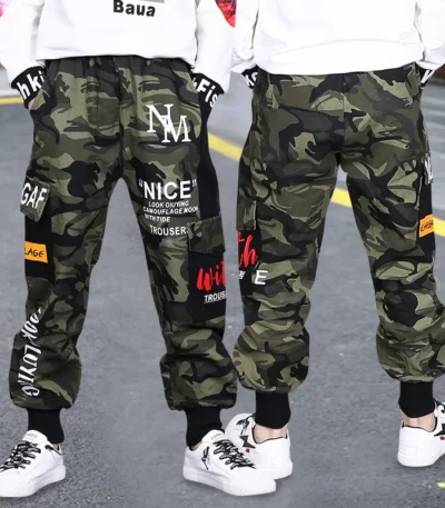 New Fashion Big Boys' Cargo Jogger Pants Camouflage Style for Autumn Trendy & Functional – Perfect for Active Kids 1