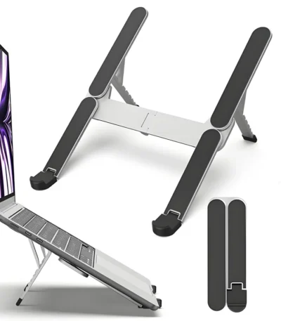 Metal Mini Foldable Laptop Stand Adjustable Angle Portable Notebook Holder for 10-17 Inch Laptops Ideal for Home Office Travel 1