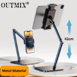 Desktop Tablet Stand Adjustable to 42cm Height, iPad Stand 360° Rotating Metal Tablet Holder for 4.7-13″ Tablets and Smartphones