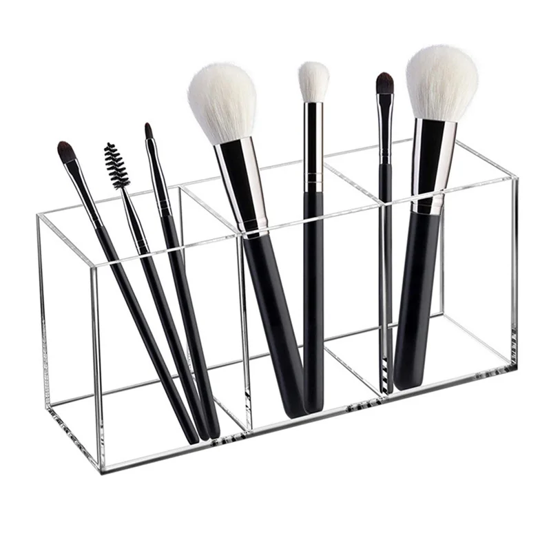 Pen Holder Acrylic Brush Makeup Storage Box Countertop Container Desktop Clear Divided Desk 1-3 Compartment Organizer Case Pen Holder Acrylic Brush Makeup Storage Box Countertop Container Desktop Clear Divided Desk 1-3 Compartment Organizer Case