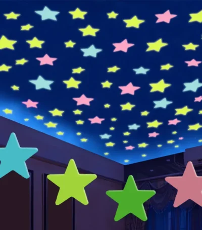 50X Glowing 3D Stars Glow in Dark on Wall Stickers Kids Baby Room Bedrooms Ceilings Home Decor Fluorescent Pentagram Wall Paper 1