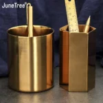 Vintage Brass Pen Holder Stationery Container Creative Office Supplies Pencil Pen Pot Desk Accessories school student Storage
