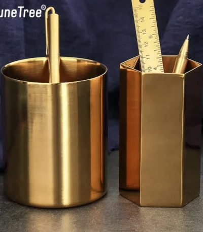 Vintage Brass Pen Holder Stationery Container Creative Office Supplies Pencil Pen Pot Desk Accessories school student Storage 1