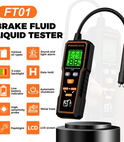 Brake Fluid Tester Car Brake Oil Moisture Detector DOT3/DOT4/DOT5.1 Backlight Flexible Probe 1.4" LCD Brake Oil Tester Analyzer 1