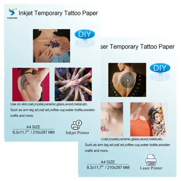 Temporary Tattoo Transfer Printing Design Paper Laser Inkjet Printer A4 Printable Sticker Sheet for Child Skin DIY Waterproof