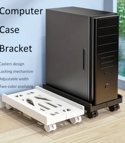 Adjustable Mobile CPU Stand, Ventilated Computer Tower Stand PC Tower Stand with 4 Caster Wheels Fits Most PC, Under Desk Holder 1